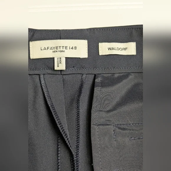 Lafayette 148 Waldorf Navy Blue Straight Leg Mid Rise 6 - Picture 4 of 9
